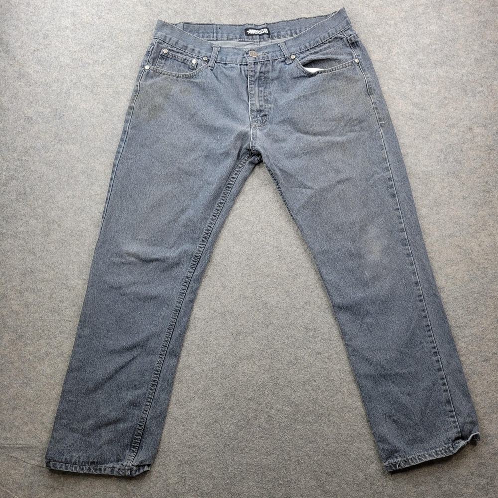 Mecca Jeans Mens 36x32 Gray Charcoal Wash‎ Regular Straight Denim Pants Casual